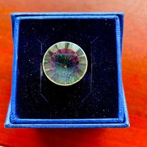 Mystic topaz sterling silver ring